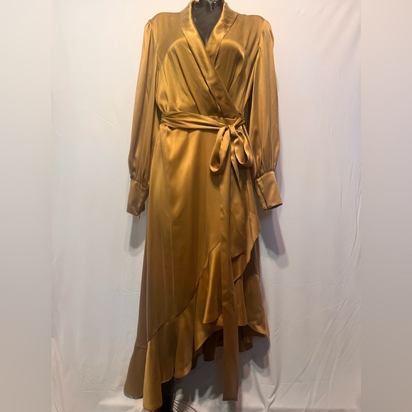 ZIMMERMAN Silk wrap midi-dress - neutral/bronze - Picture 3 of 5